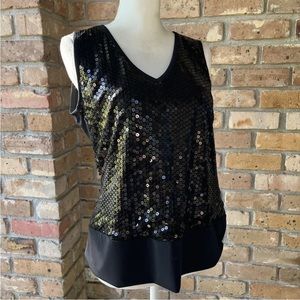 Worthington Black Sequin Tank Top L
